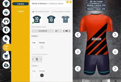 Simulador de Uniformes de Futebol Masculino Personalizados.